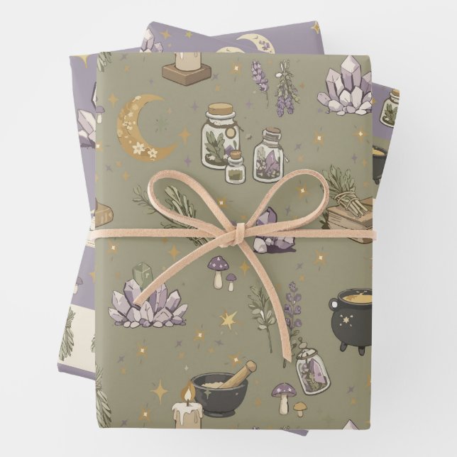 Wiccan-Geschenkverpackungsset aus 3 Geschenkpapier Set (Beispiel)