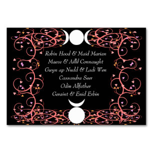 Wiccan God & Goddess Handfasting Named Table Card Tischnummer