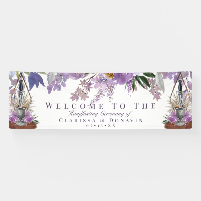 Wiccan Handfasting Rite of Gewerkschaft Lila Flora Banner (Horizontal)