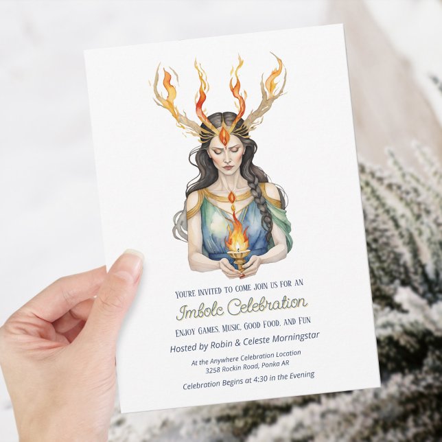 Wiccan Imbolc Horned Goddess Winter Fire Einladung (Wiccan Imbolc Horned Goddess Winter Fire Invitation)