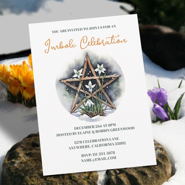Wiccan Imboli Candlemas Pentagramm Einladung (Wiccan Imbolc Candlemas Floral Pentacle Holiday Invitation)