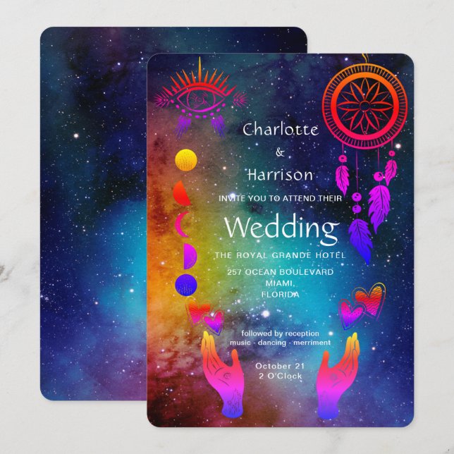 Wiccan Magic Ungewöhnliche Hochzeit Einladung (Vorne/Hinten)