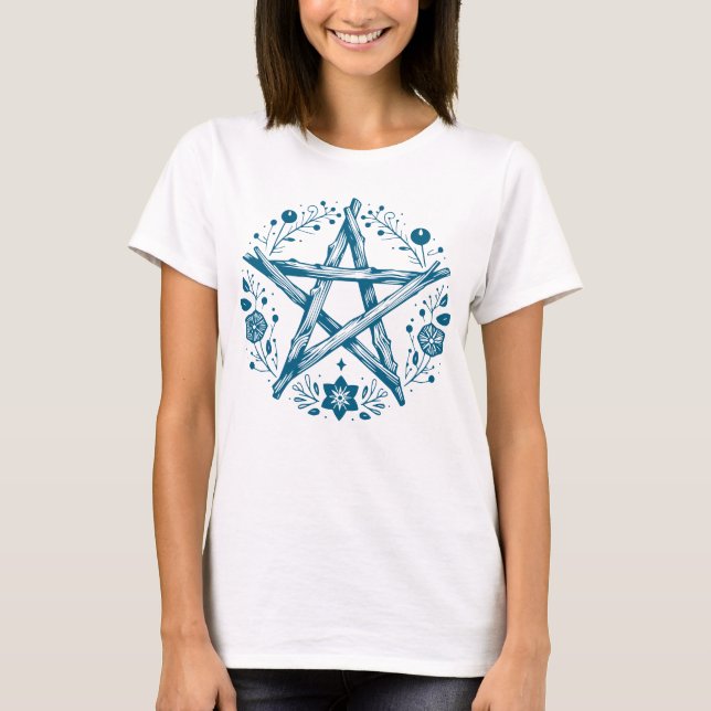 Wiccan Pagan Pentagramm T-Shirt (Vorderseite)