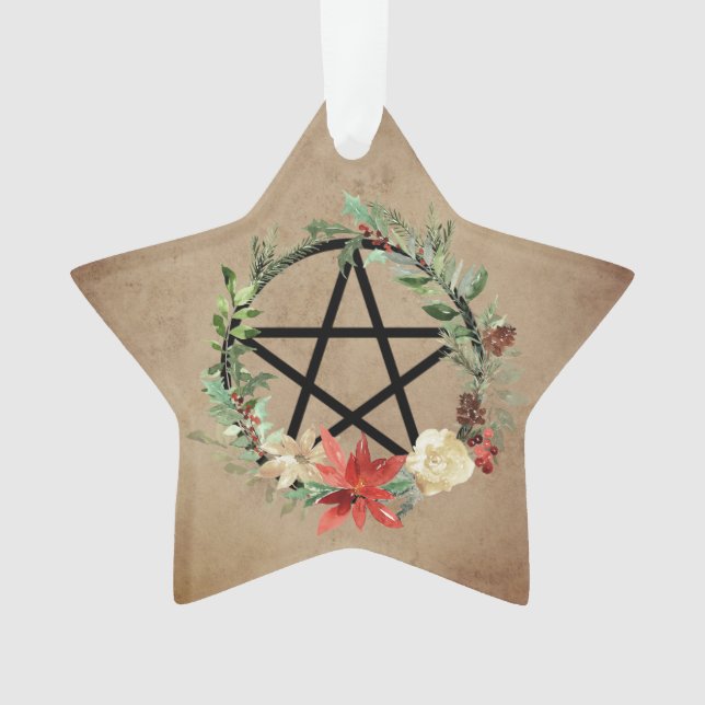 Wiccan Pagan Wreath Pentagramm Ornament (Vorderseite)