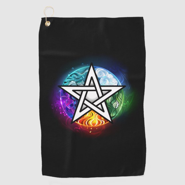 Wiccan pentagram golfhandtuch (Vorderseite)