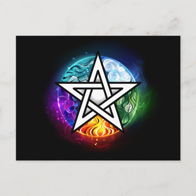 Wiccan pentagram postkarte (Vorderseite)