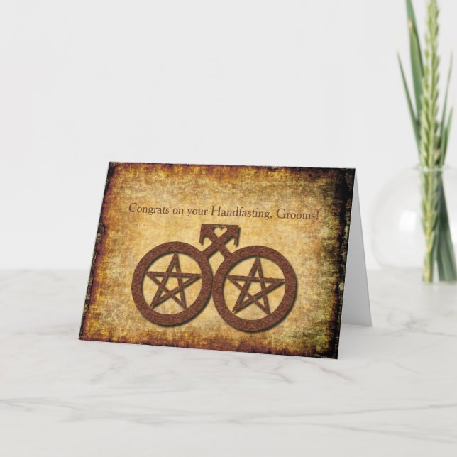 Wiccan Rustic Handfasting Card for Gay Grooms Karte (Vorderseite)
