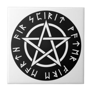Wiccan schwarzer Runic Pentagram Fliese
