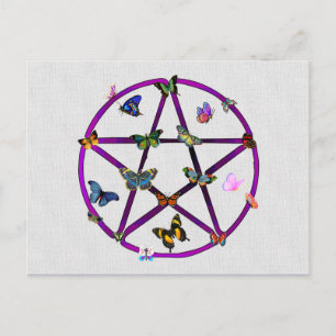 Wiccan Star und Butterfliegen Postkarte