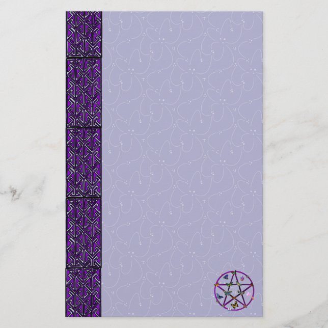 Wiccan Star und Schmetterlinge Briefpapier (Vorderseite)