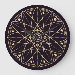 Wiccan Symbols Große Wanduhr