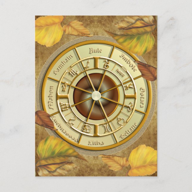 Wiccan Wheel of the Year Postcard Postkarte (Vorderseite)