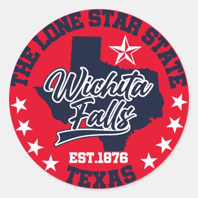 Wichita Falls, Texas Runder Aufkleber (Vorderseite)