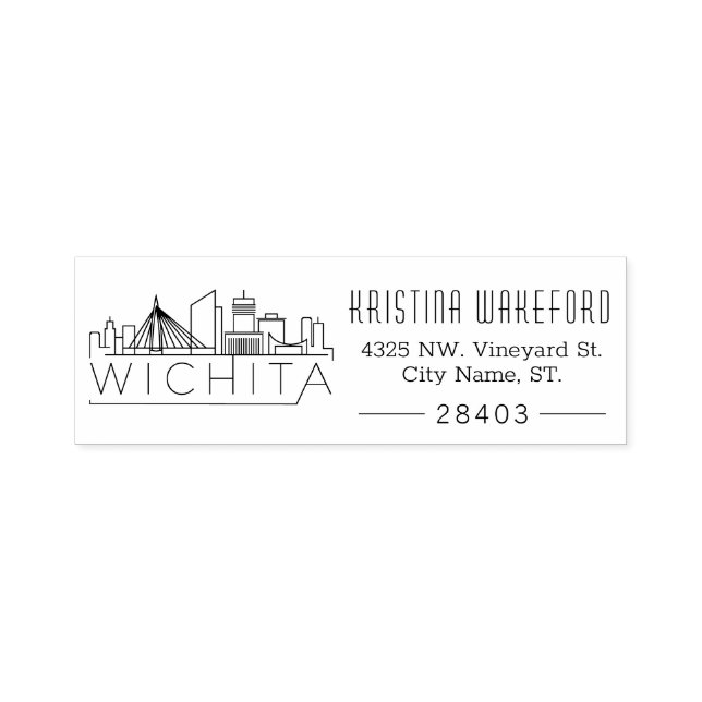 Wichita, Kansas | Selbstfarbige Briefmarke der ben Permastempel (Design)