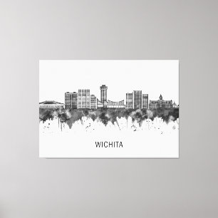 Wichita Kansas Skyline BW Leinwanddruck