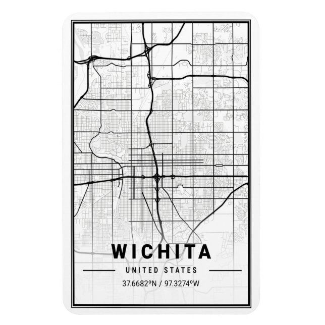 Wichita Kansas USA Travel City Map Magnet (Vertikal)