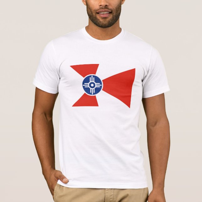 Wichita-Stadtflagge Kansas-Staat Amerika-Land T-Shirt (Vorderseite)