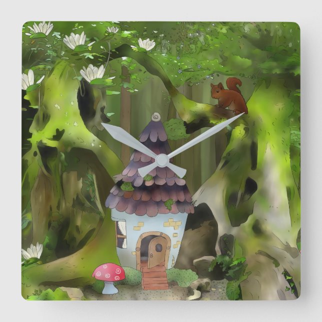 Wichtelwald   quadratische wanduhr (Vorderseite)