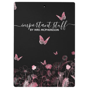 Wichtige Dinge Blume mit Schmetterlingen Cli Klemmbrett