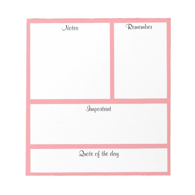 Wichtige Dinge merken - Notepad Notizblock (Vorderseite)