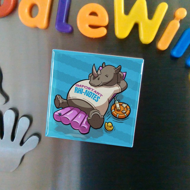 Wichtige Rhi-Noten Funny Relaxed Rhino Cartoon Magnet (Von Creator hochgeladen)