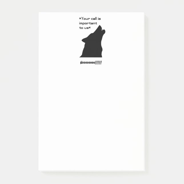 Wichtiger Call Funny Wolf Customer Service Cartoon Post-it Klebezettel (Vorderseite)