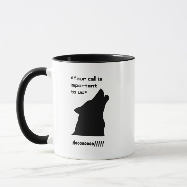 Wichtiger Call Funny Wolf Customer Service Cartoon Tasse (Links)
