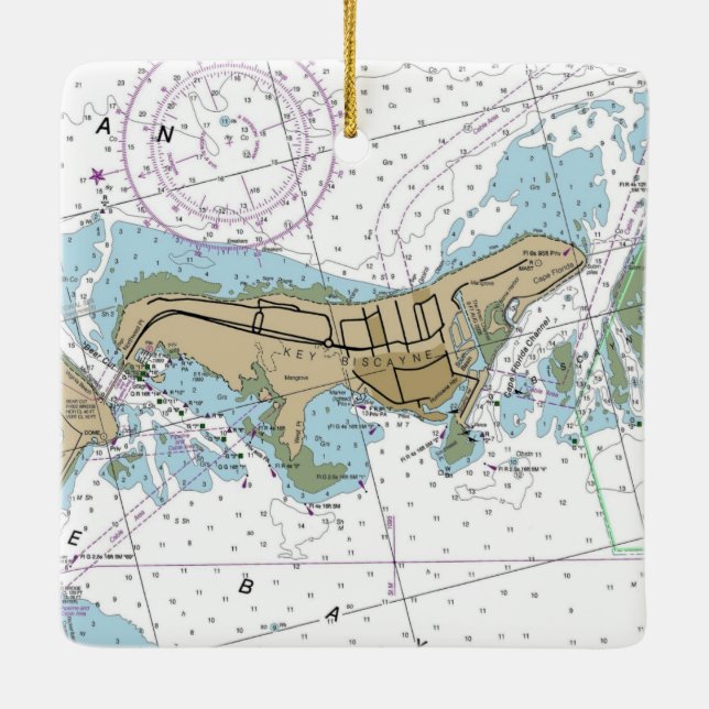 Wichtiges Biscayne Florida-Diagramm Keramikornament (Rückseite)
