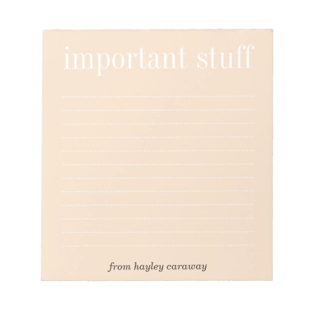 Wichtiges Zeug staubige rosa Notizblock (Vorderseite)