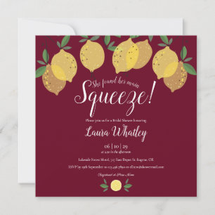 Wichtigstes Squeeze Lemons Burgund Brautparty Einladung