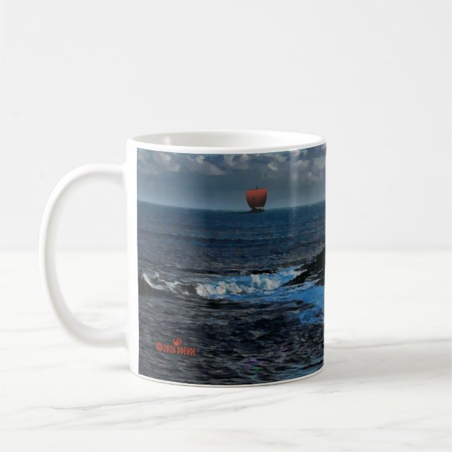 Wick Bay Wikinger-Langschiff Kaffeetasse (Links)