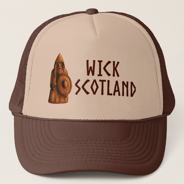 Wick Schottland Wikinger-Schnitzerei Truckerkappe (Vorderseite)