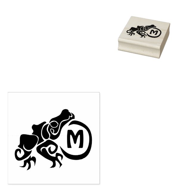 Wick Tribal Frog Monogram Gummistempel (Stempel)