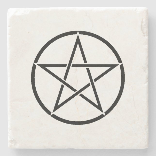 Wickanisches Pentagramm (Pentagram) Steinuntersetzer (Vorderseite)
