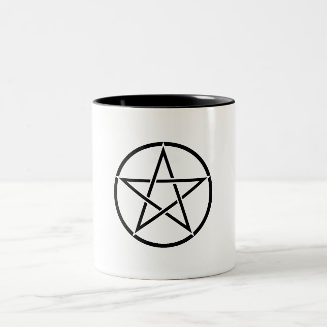 Wickanisches Pentagramm (Pentagram) Zweifarbige Tasse (Mittel)