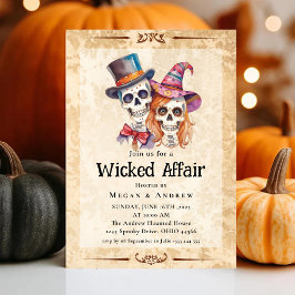 Wicked Affair Halloween Vintag Gothic Skull Invit Einladung