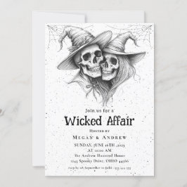 Wicked Affair Halloween Vintag Gothic Skull Invit Einladung