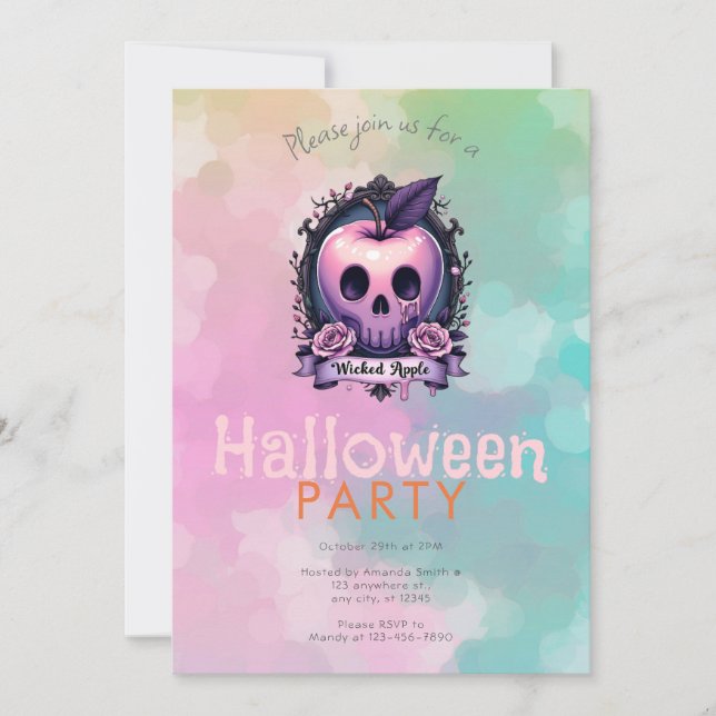 Wicked Apple Giison Creepy Halloween-Party Einladung (Vorderseite)
