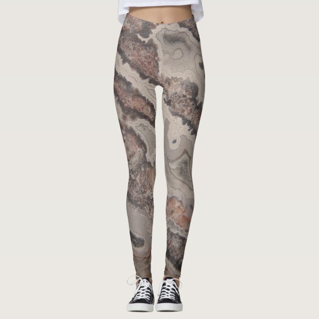 Wicked Crazy Lace Agate Natural Rock entworfen Leggings (Vorderseite)