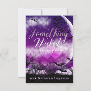 Wicked Fun Halloween-Liebesmond-Hochzeit Vertikal RSVP Karte