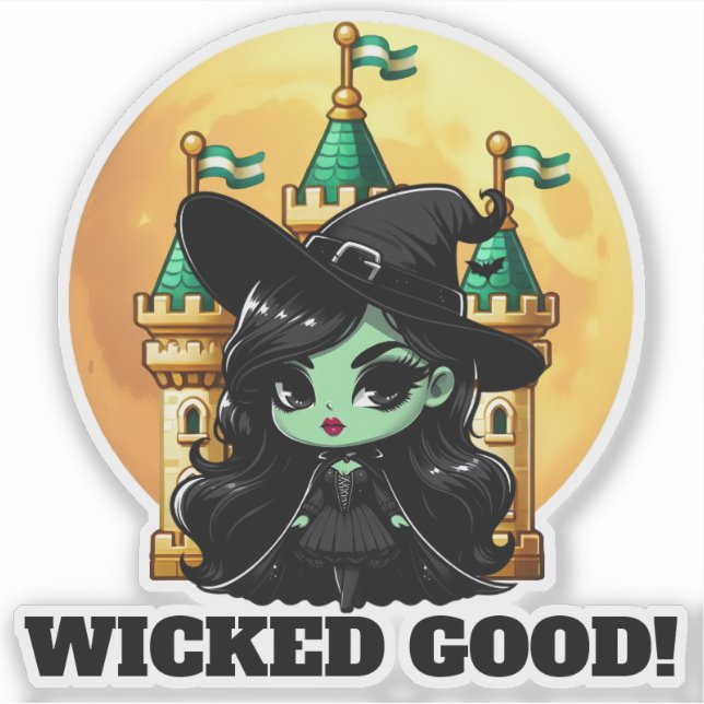 Wicked Good Little Green Witch Moon Castle Aufkleber (Vorderseite)