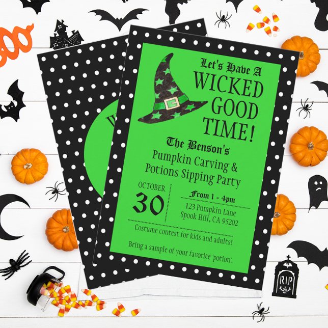 Wicked Good Time Green Halloween Einladung (Von Creator hochgeladen)