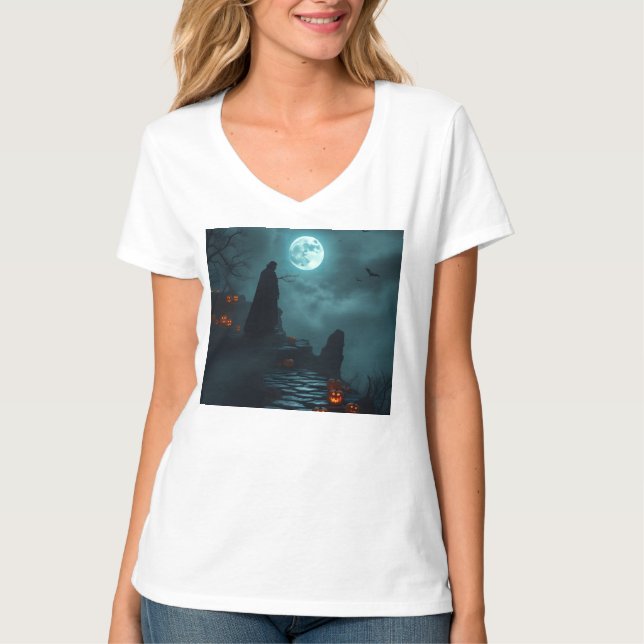 Wicked Gothic Vampire Glow Tee 🌕🦇 (Vorderseite)