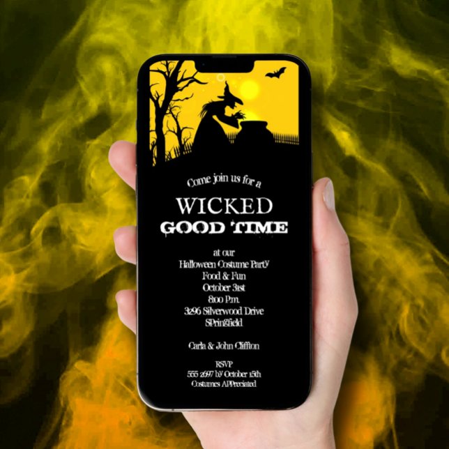 Wicked Hexeha Halloween Einladung (Wicked Witch Halloween Invitations - INSTANT DOWNLOAD and/or printed)