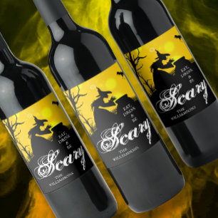 Wicked Hexenmeister Silhouette Halloween Weinetikett
