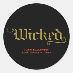 WICKED Imitate Gold Look Halloween Gefallen Runder Aufkleber