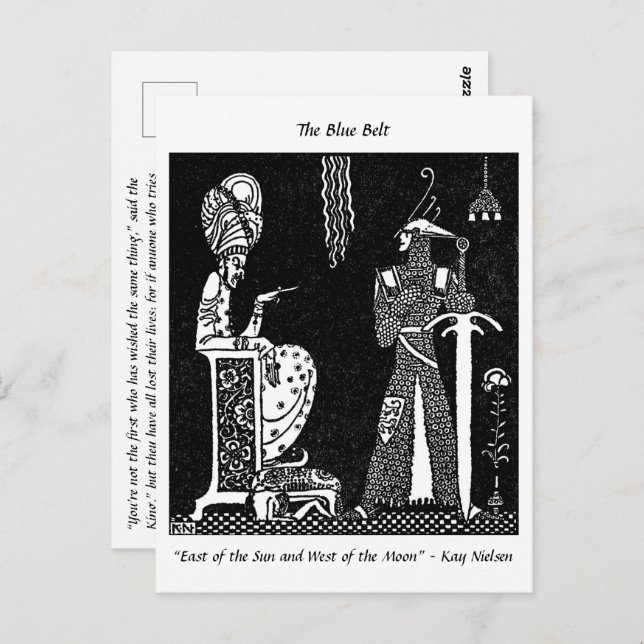 Wicked King and Brave Knight Märchen zeichnend Postkarte (Vorne/Hinten)