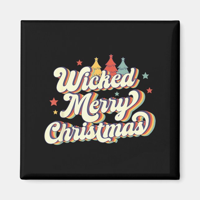 Wicked Merry Christmas Retro Groovy New England Xm Magnet (Vorne)