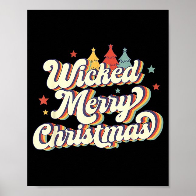 Wicked Merry Christmas Retro Groovy New England Xm Poster (Vorne)
