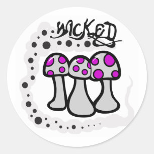 Wicked Mushroom Runder Aufkleber